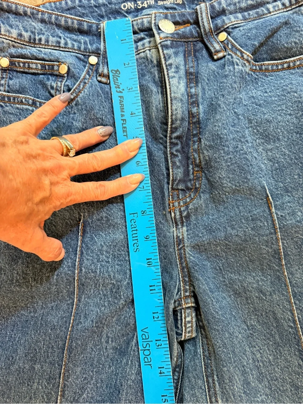 On 34th Straight Leg Jeans Women’s 8 Short High Rise Front Seam Cuffed Hem